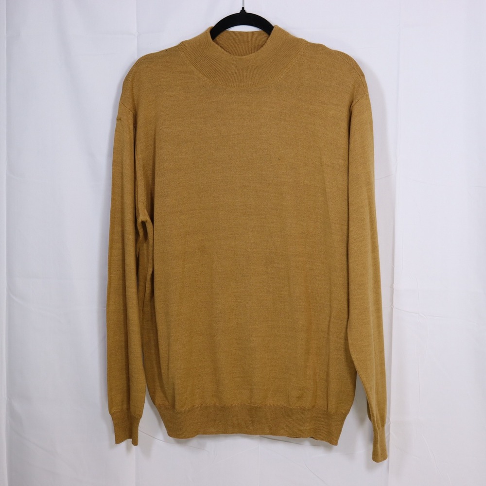 Murano by Raffi Mock Neck Sweater Mens Large Gold Wool Blend Italy Pullover